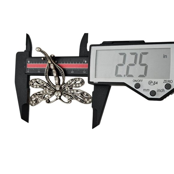 Sweet Romance Butterfly Brooch Clear Rhinestone Silver Tone Pin, Signed - Picture 9 of 10